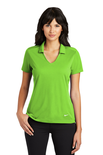 Nike Ladies 4.4 100% Polyester Dri-FIT Vertical Mesh V-neck Short Sleeve Polo Shirt